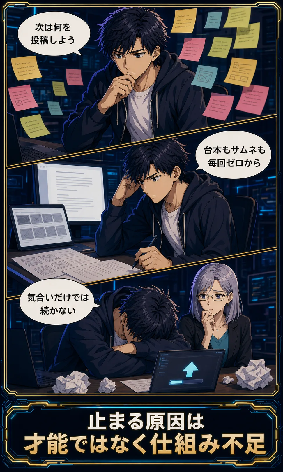 毎回ゼロから考えて投稿が止まる