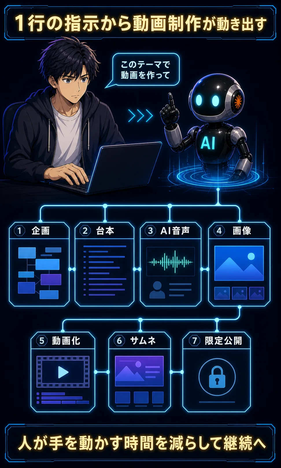 1行の指示から動画制作フローが動く