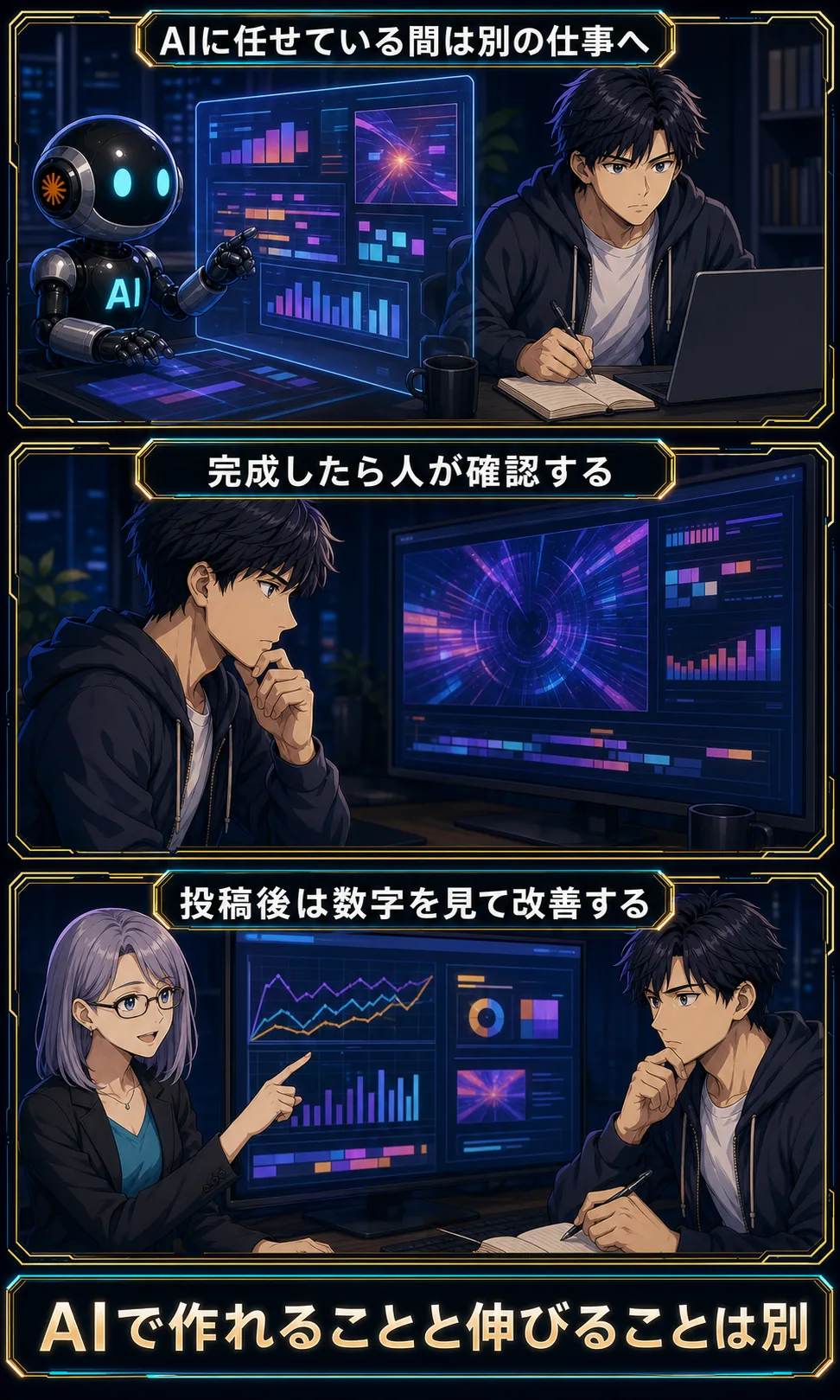 AIで制作し人が確認と改善を行う