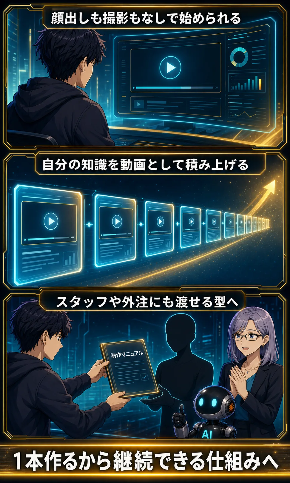 顔出しなし動画を継続できる仕組み